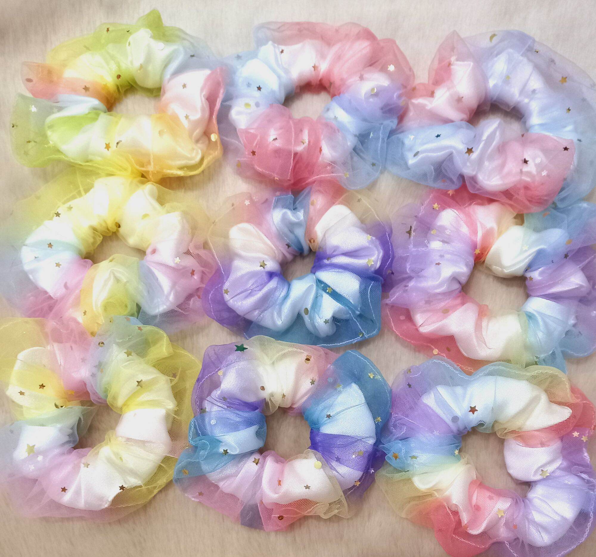Cột tóc Srunchies 2 lớp màu cầu vòng