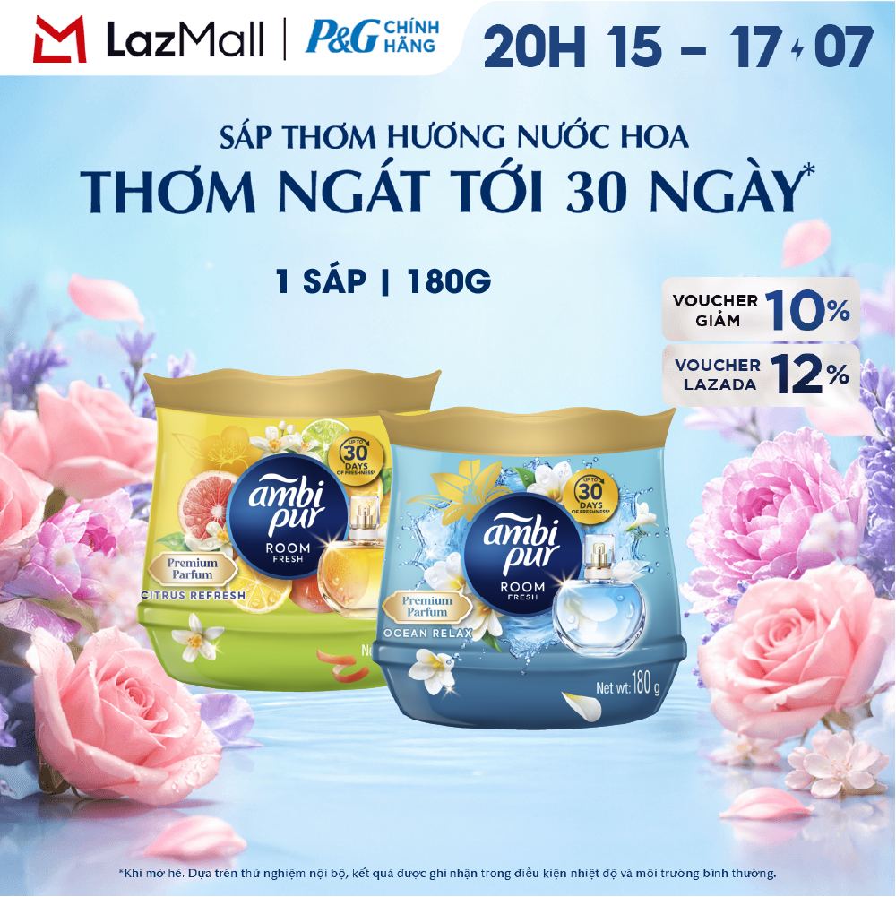 Sáp Thơm AMBI PUR Khử Mùi Khó Chịu Hương Mộng Mơ/ Hạnh Phúc Hộp 180G