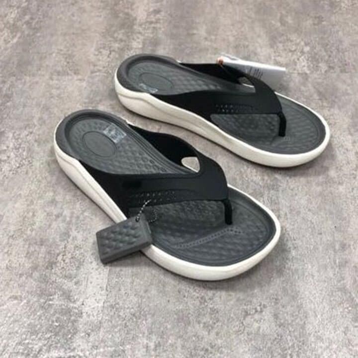 Dép xỏ ngón Crocs LiteRide siêu êm (Xám/trắng)