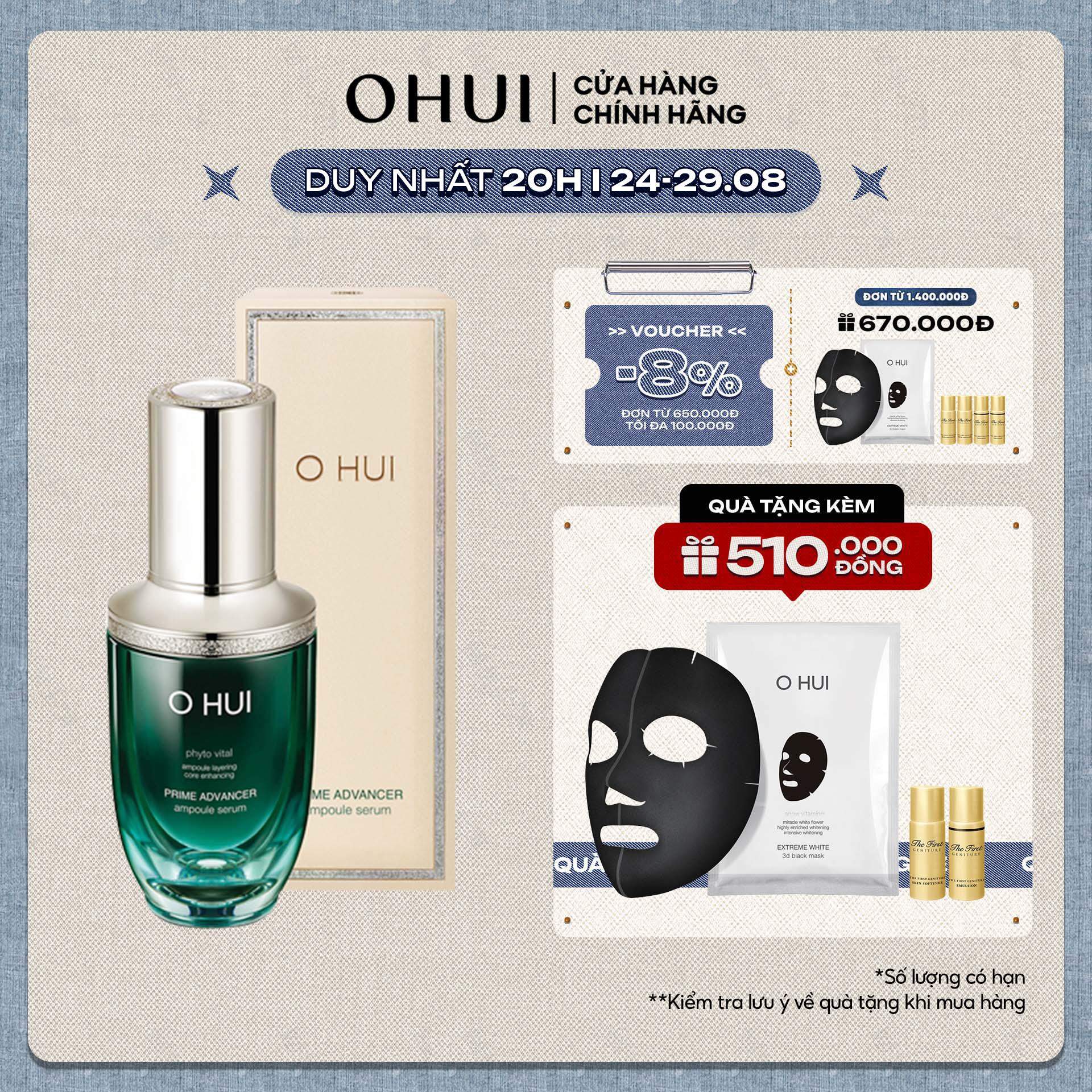 Tinh chất cấp ẩm chống lão hóa cao cấp OHUI Prime Advancer Ampoule Serum 20ml