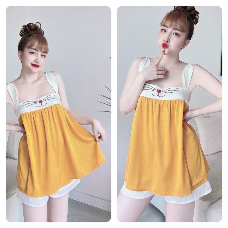 Women's Cute 2-Piece Pajamas for Home Wear, High-Quality Pajamas Made of Soft and Cool Silk