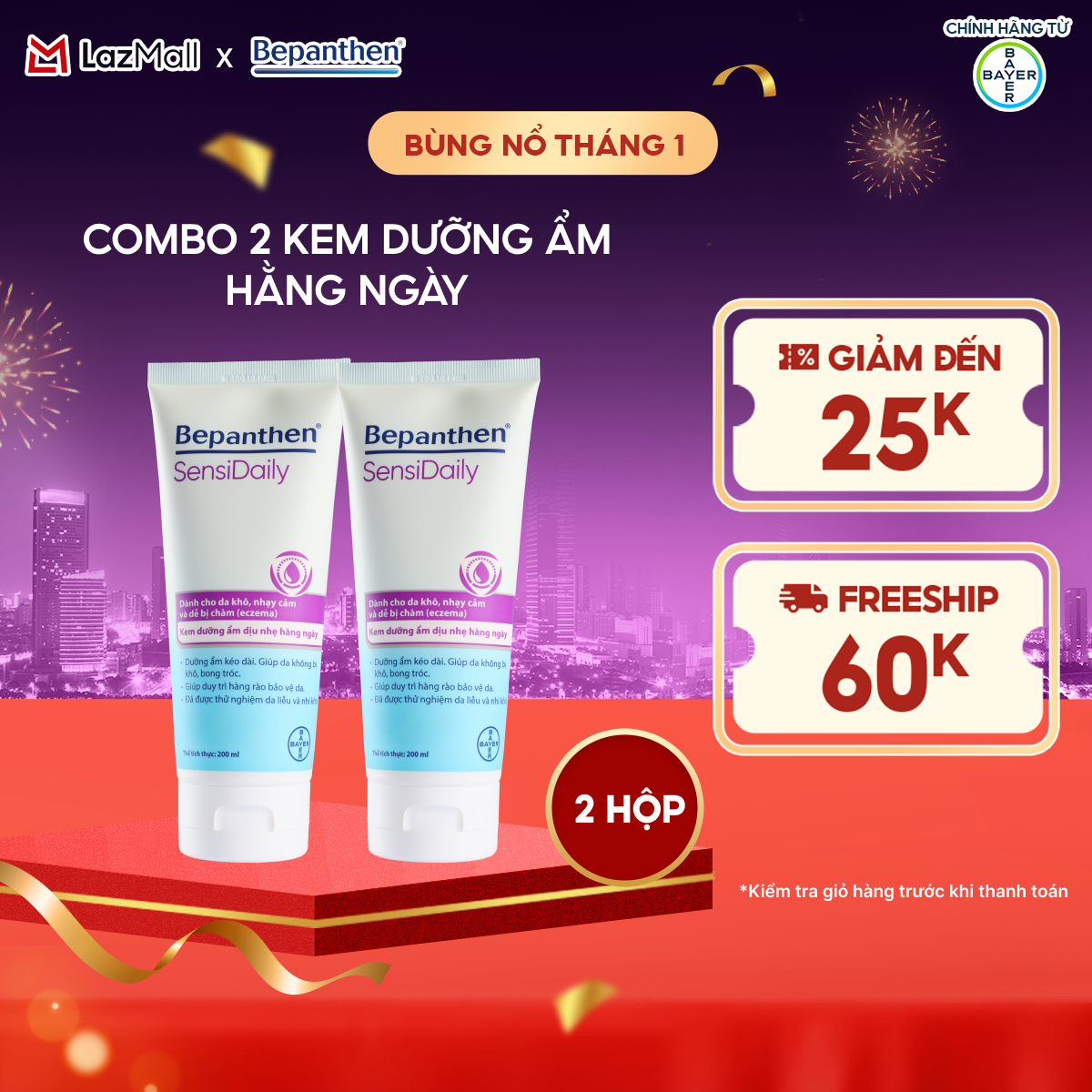  Combo 2 Kem Dưỡng Ẩm Hằng Ngày BEPANTHEN Sensidaily Tuýp 200ml x2 Dành Cho Da Khô Nhạy Cảm và Dễ Bị Chàm 