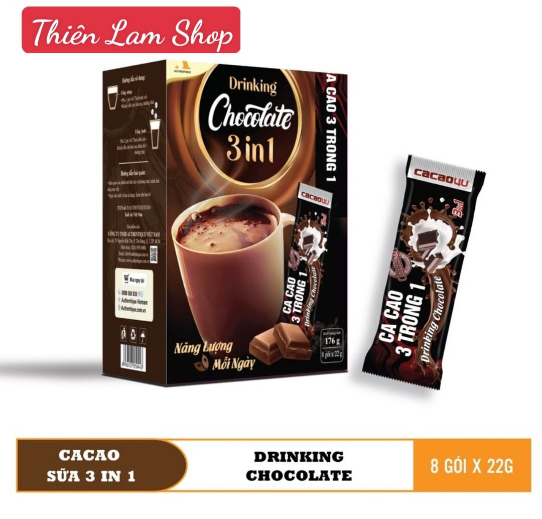 Bột cacao sữa 3in1 drinking chocolate hộp 8 gói 22g - ảnh sản phẩm 1