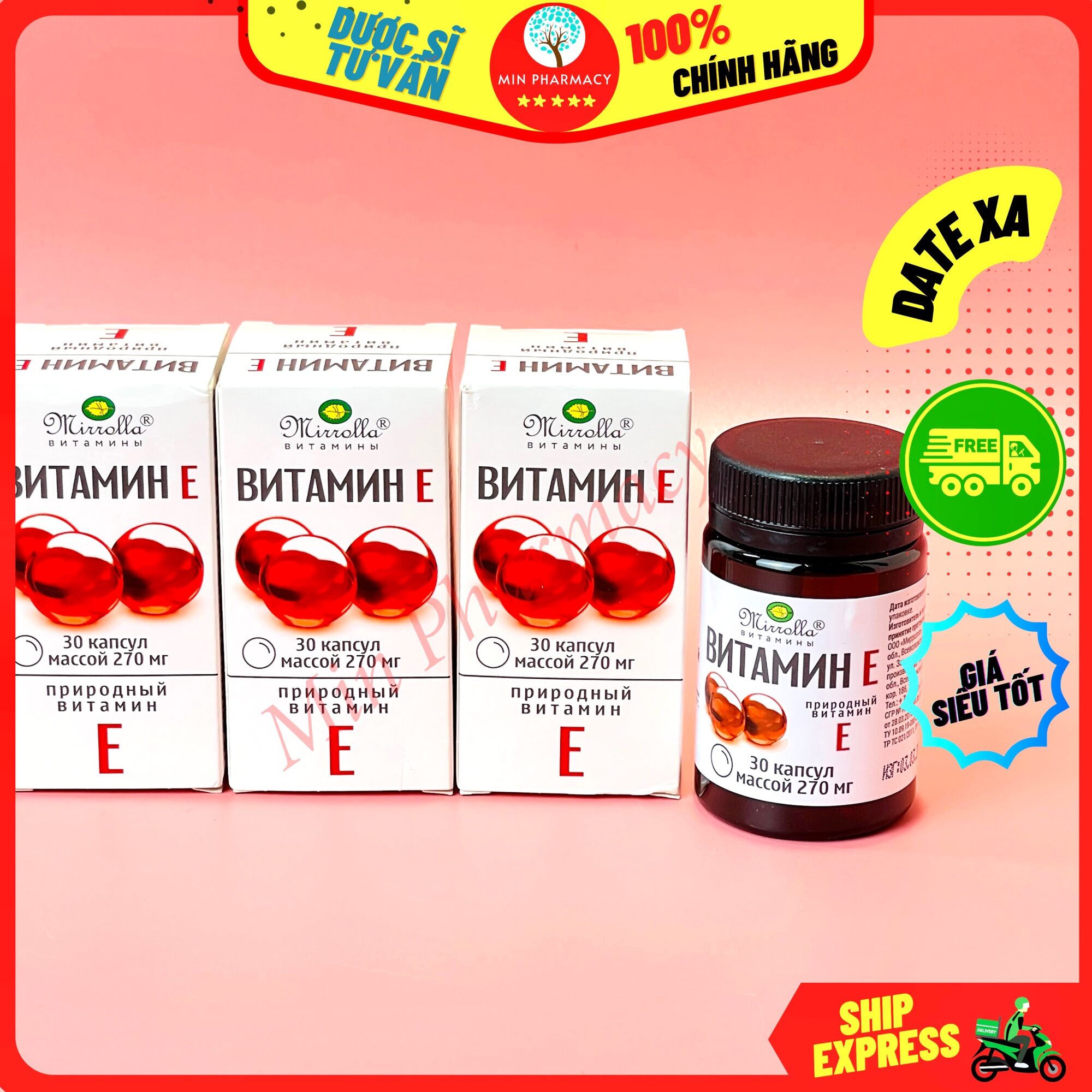 Vitamin e đỏ của nga mirrolla 270mg hộp 30 viên - minpharmacy