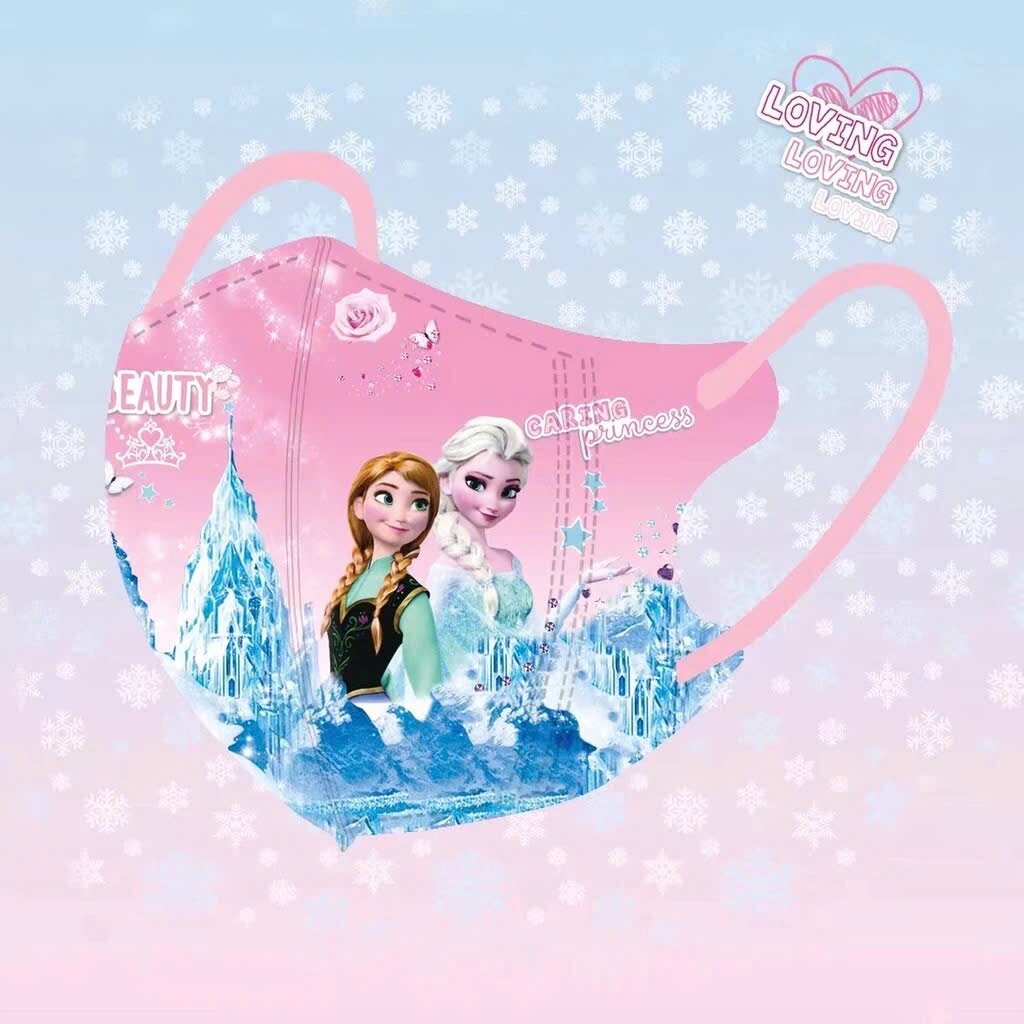 gói 10 cái khẩu trang 3D elsa cho bé 2_7 tuổi vừa ( ngẩu nhiên)