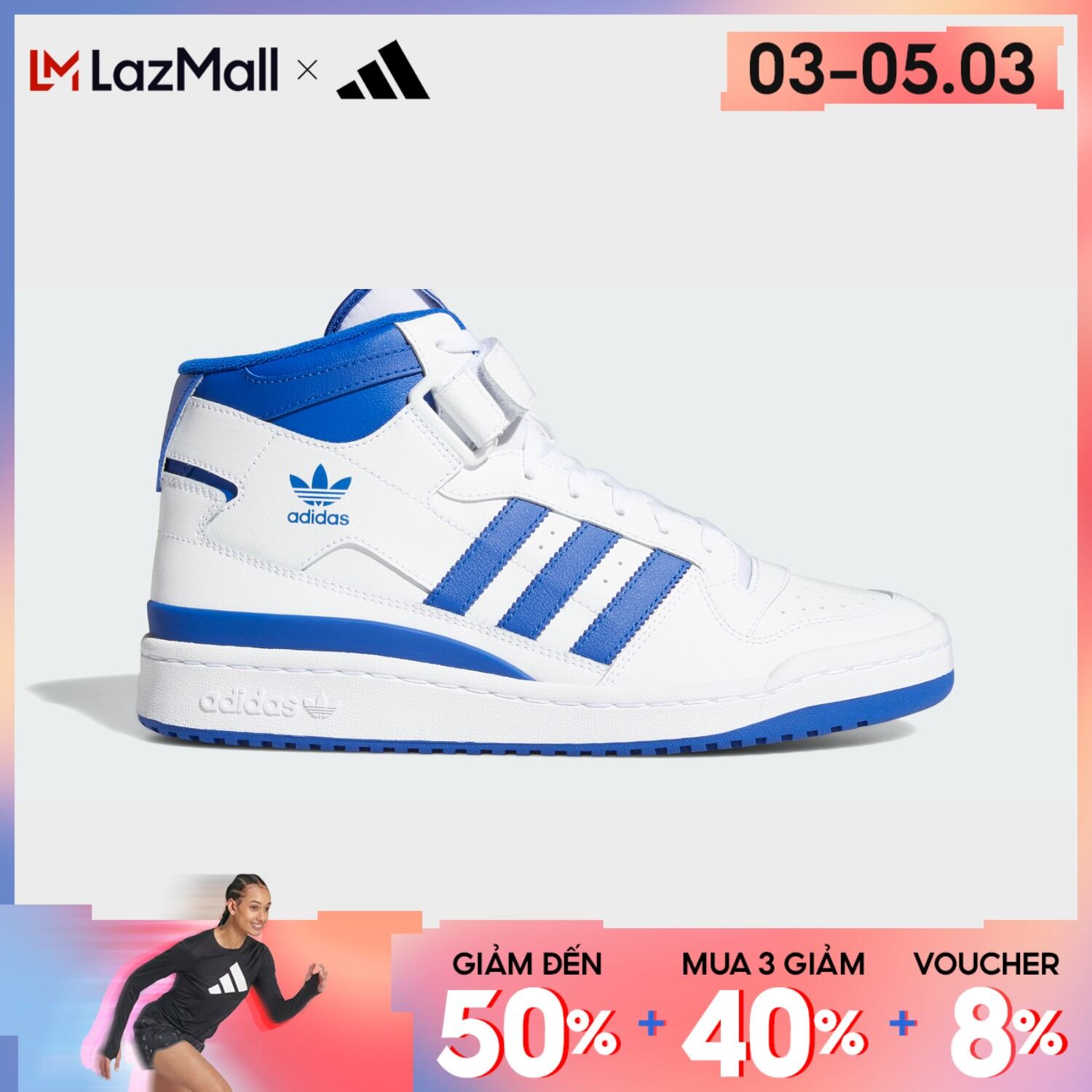 [CHỈ 3-5.3 - MUA 3 GIẢM 40%] adidas Bóng rổ Giày cổ lửng Forum Unisex trắng FY4976