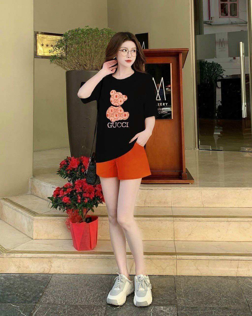 SÉT BỘ SHORT COTTON THÊU GẤU CAO CẤP