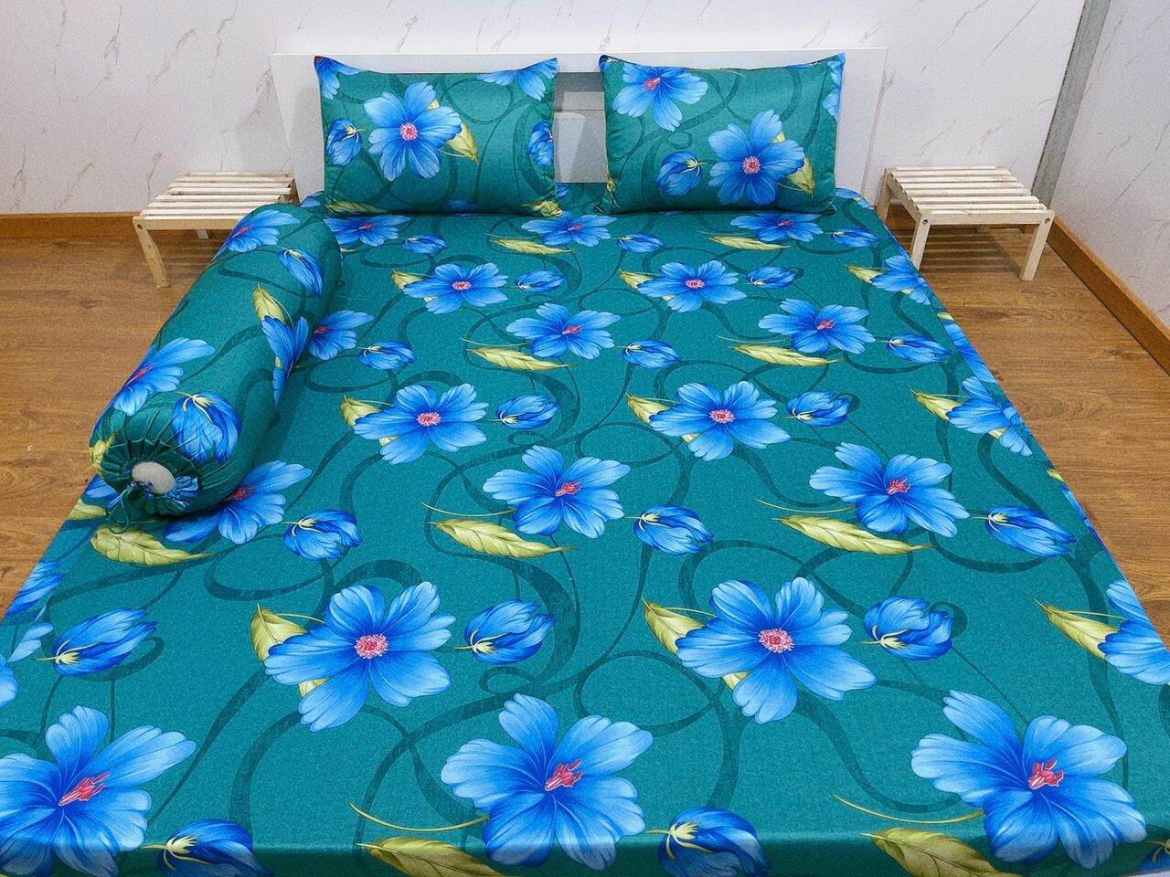 Bông - Bộ ga gối Thun Lạnh Việt Nam 4 món ( 1 ga + 2 áo gối nằm + 1 gối ôm)