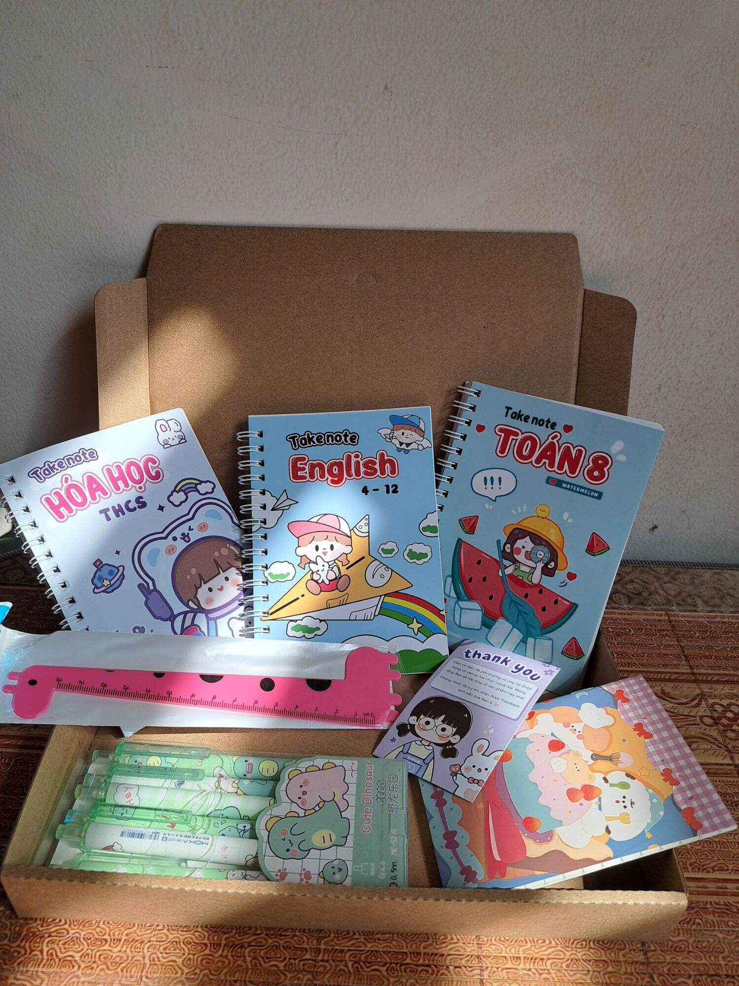 Combo quà tặng sổ takenote toán8, hóa thcs, anh 4-12