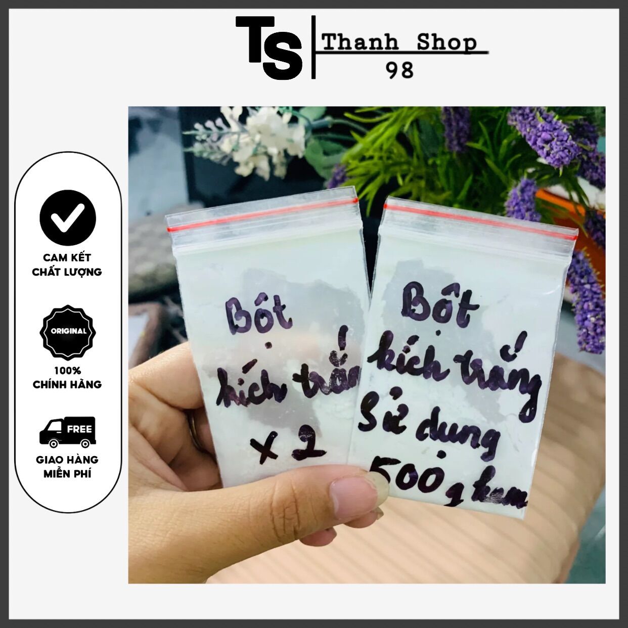Túi zip 10g bột kích trắng pha kem cực mạnh trộn với 500g kem