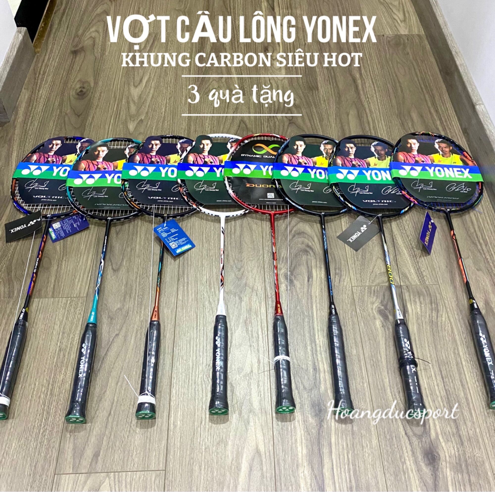 Vợt cầu lông YONEX khung cacbon giá siêu hót (khuyến mãi căng dây và cuốn cán)