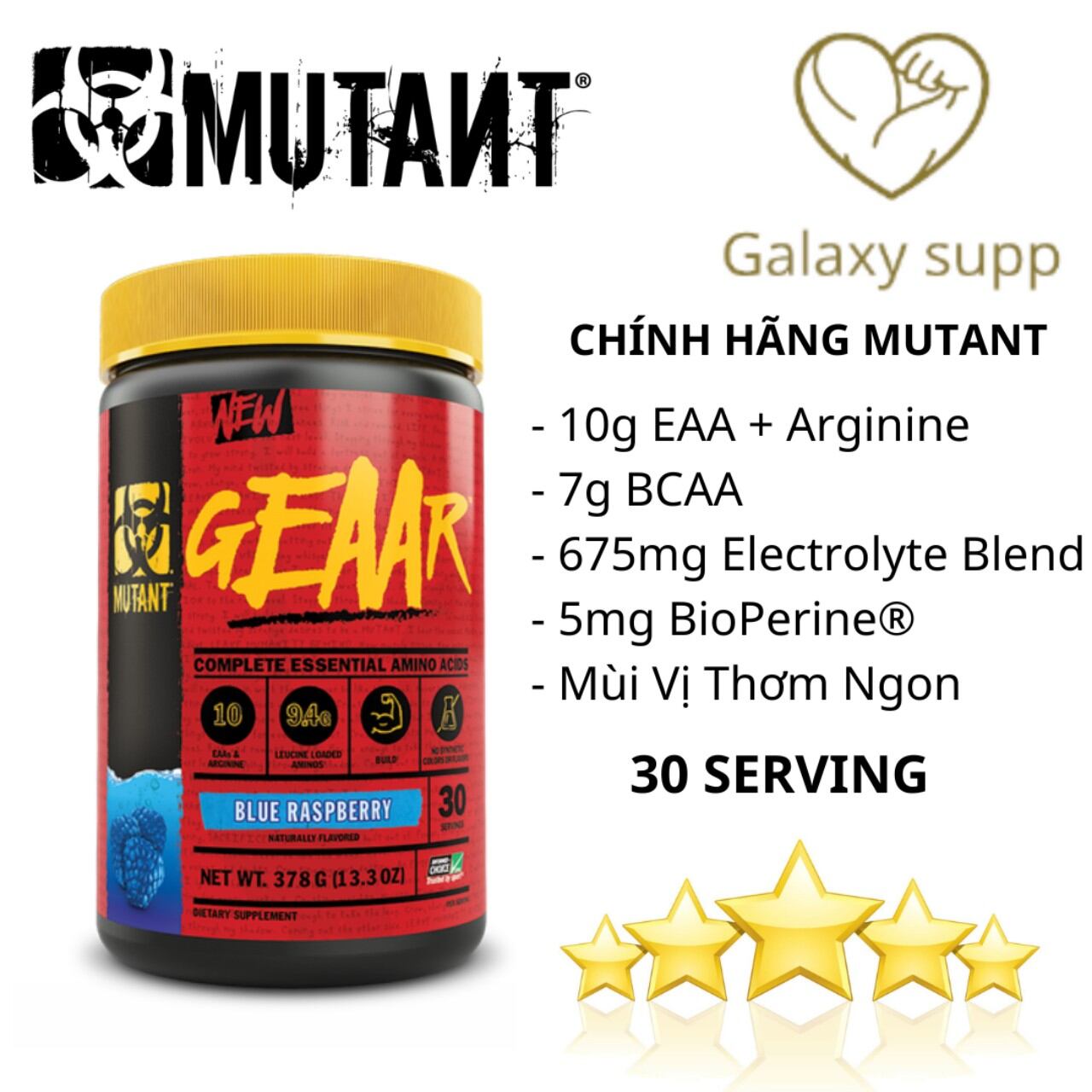 Mutant eaa - geaar tăng cơ phục hồi cơ bắp 30 servings