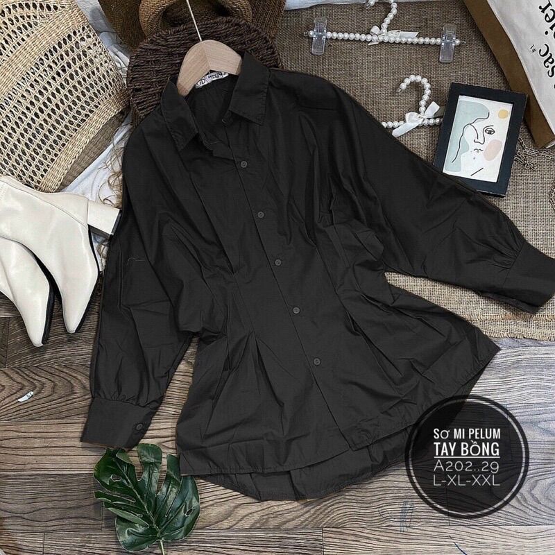 55-90kg Bigsize ÁO SƠ MI PEPLUM CHIẾT EO