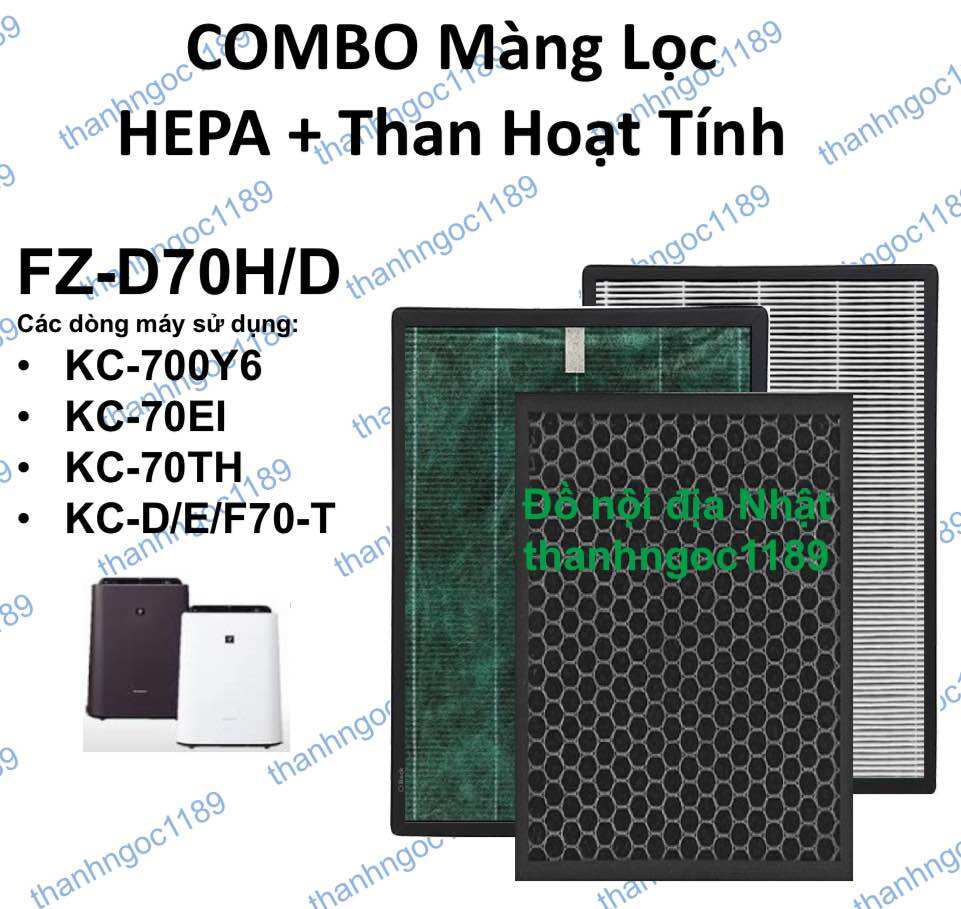 Combo Màng lọc Hepa+Than hoạt tính máy lọc không khí Shap FZ-D70HF