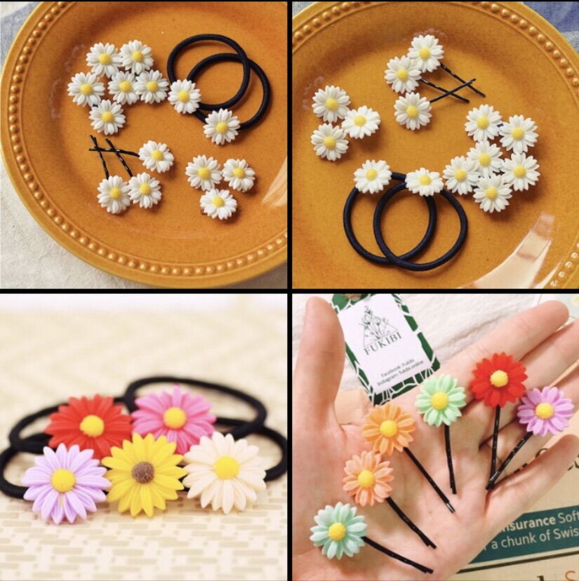 💥sale hết hàng, set 10 cột, kẹp tóc hoa cúc nhiều màu