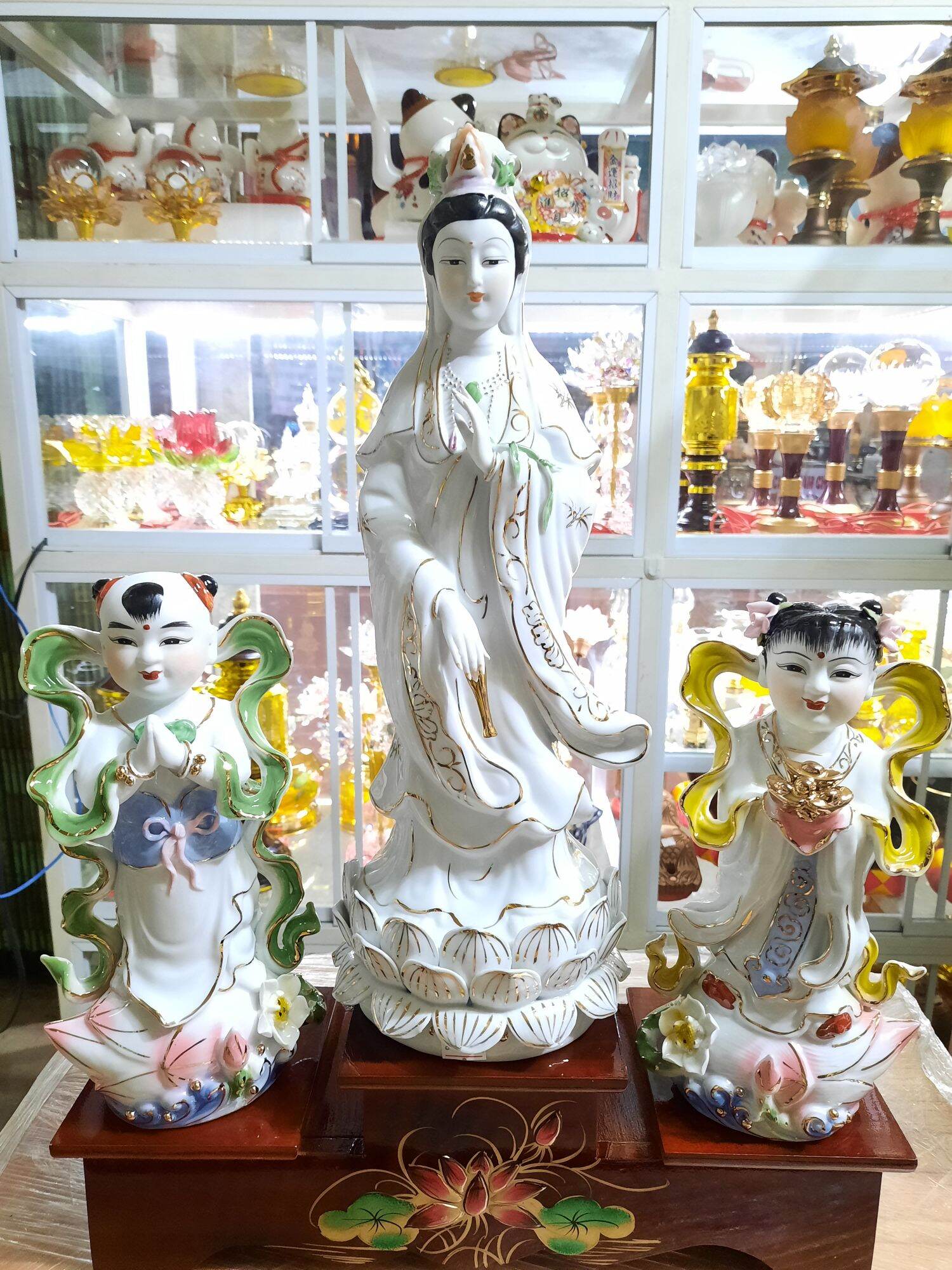 Tượng kim đồng - ngọc nữ chất liệu sứ - cao 25cm