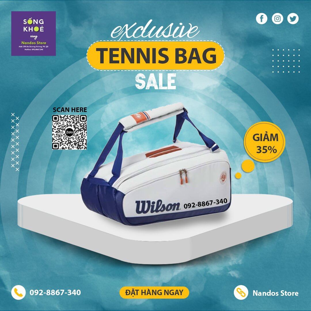 Túi tennis wilson Roland 9pack của hãng