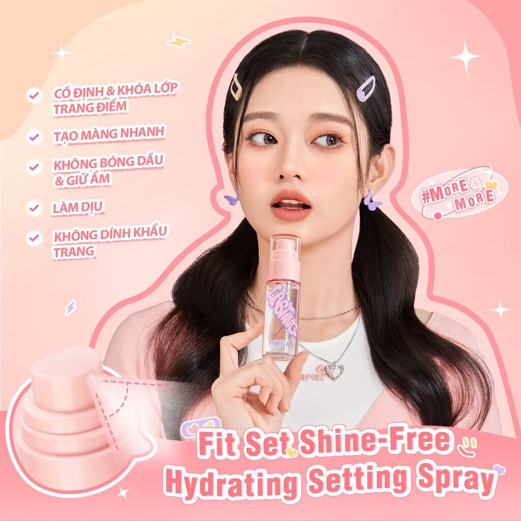 Xịt Khoá Make Up Pink Flash Kiềm Dầu Trang Điểm