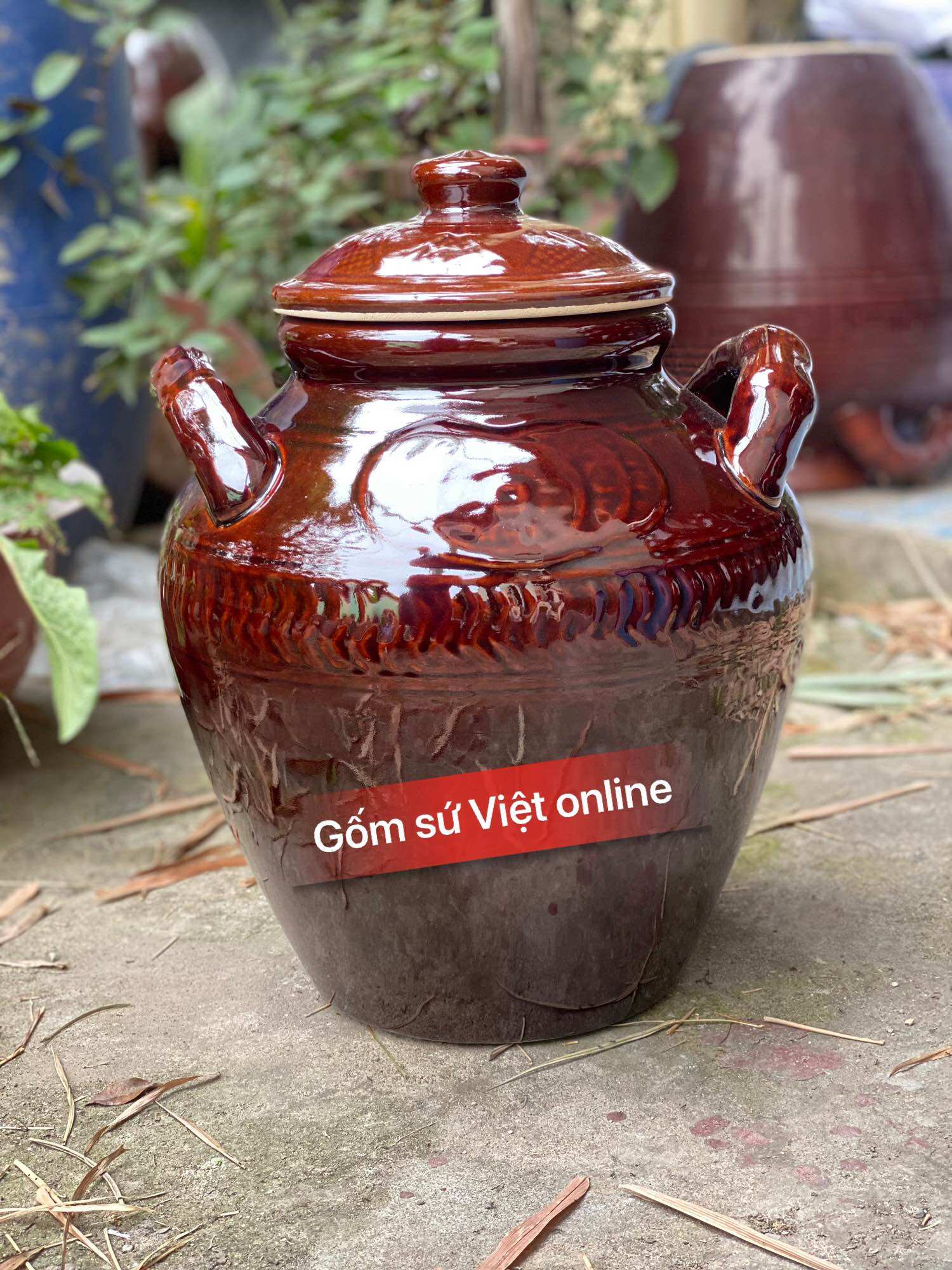Chum sành ngâm rượu men nâu 10 lít thương hiệu Bát Tràng