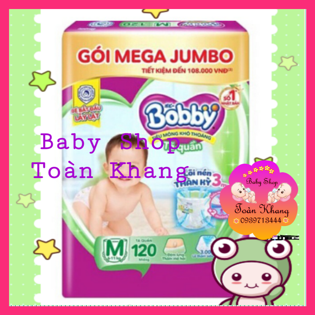TÃ QUẦN BOBBY GÓI MEGA JUMBO LÕI NÉN THẦN KỲ 3MM M120 MIẾNG|TKSHOP BABY|