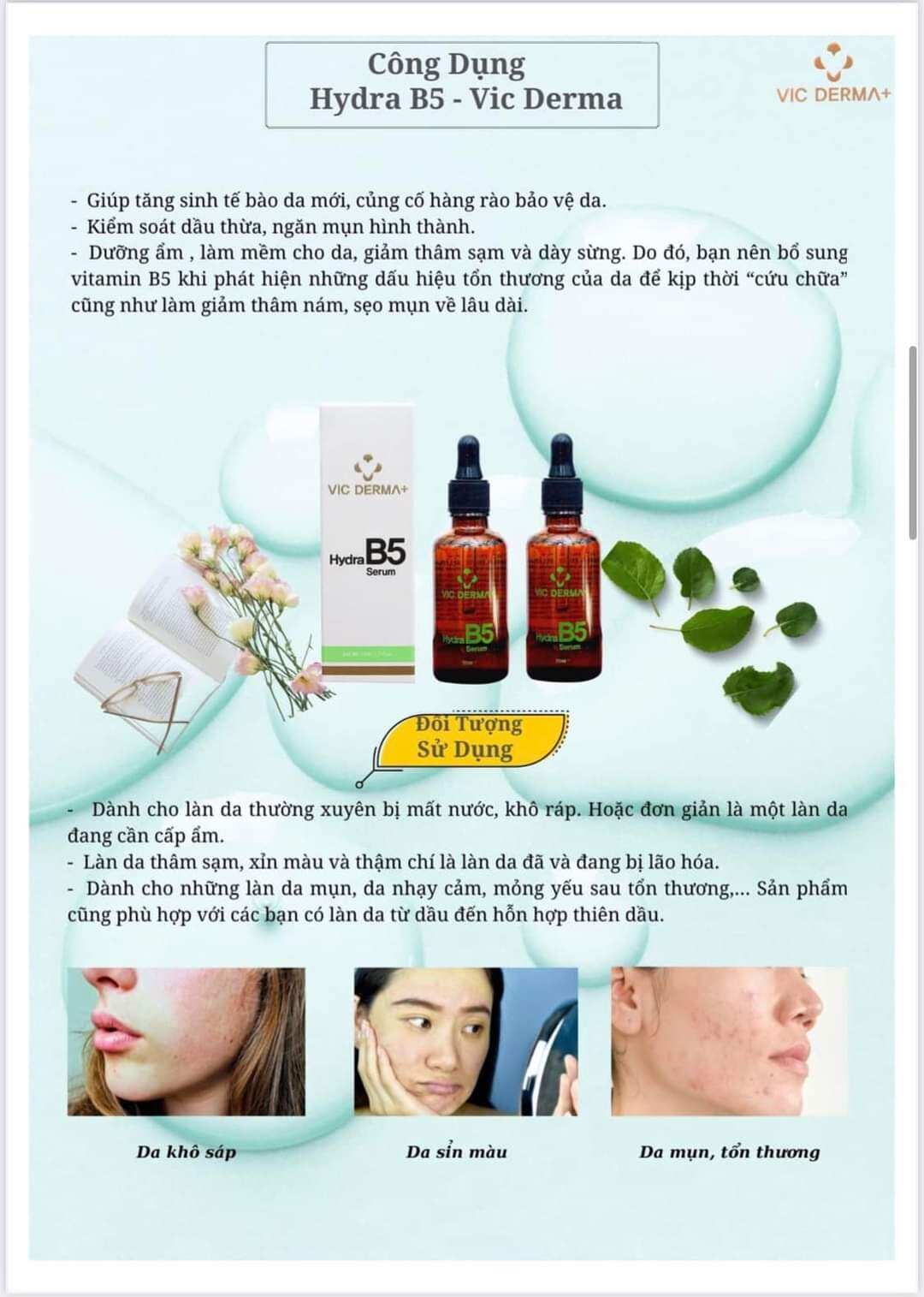 [CHÍNH HÃNG] Tinh Chất Cấp Ẩm Phục Hồi Da Serum Vic Derma Hydra B5