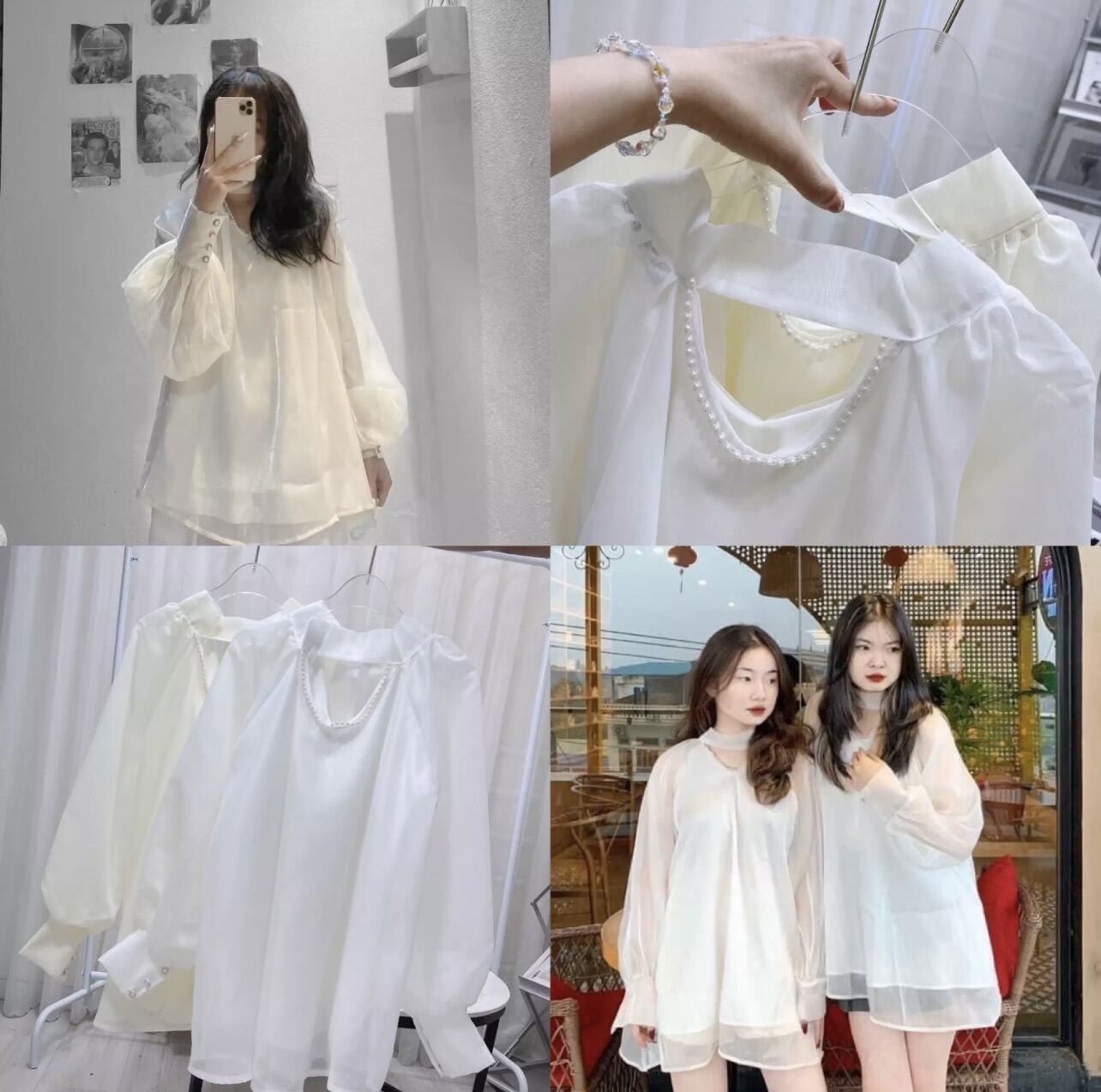 Áo kiểu nữ- Áo sơ mi tiểu thư tay phồng_011