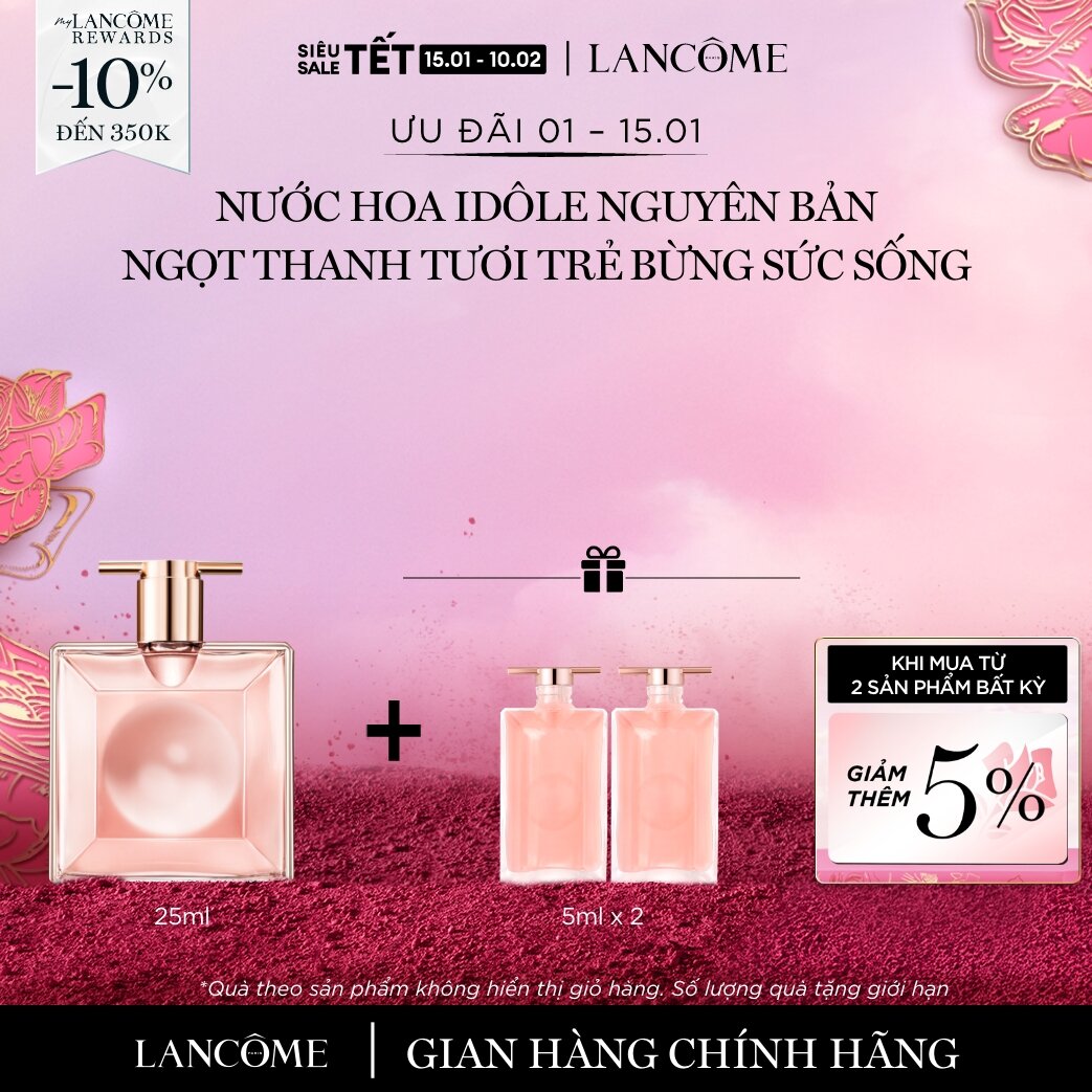   CHỈ 1-15 1 - Voucher 10% - TỐI ĐA 350K   MỚI  Nước hoa LANCOME IDÔLE 25ml ngọt thanh tươi trẻ bừng sức sống  Quà tặng kèm không hiển thị trong giỏ  