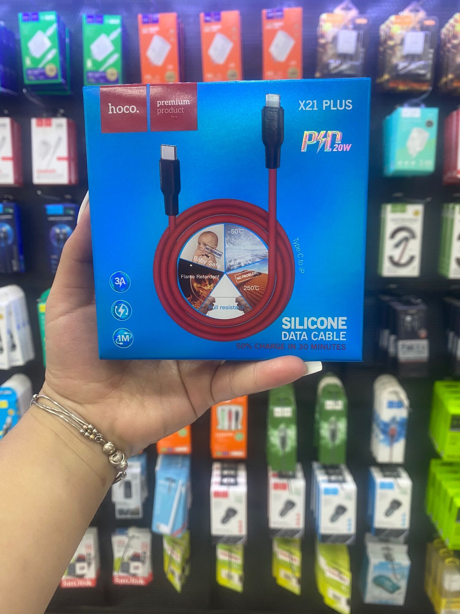 Cáp sạc nhanh hoco 20w x21 plus iphone