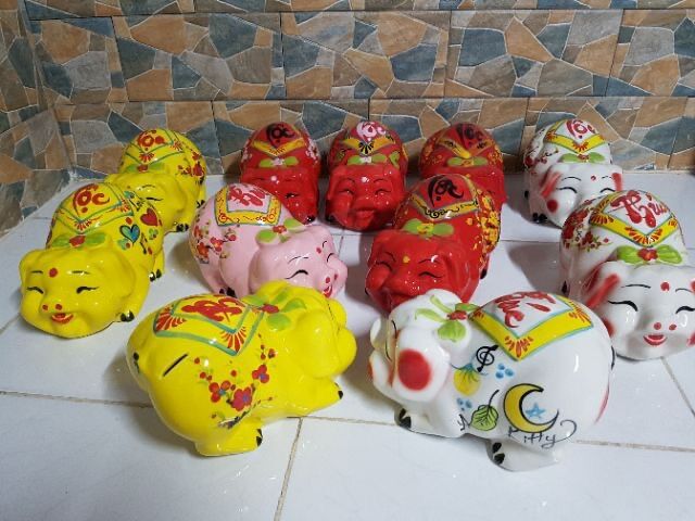 Lợn mắt híp chất liệu Gốm sứ cao cấp size 26x16x16cm
