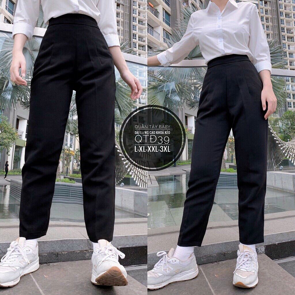 55-100kg bigsize quần tây baggy cạp thun lưng cao