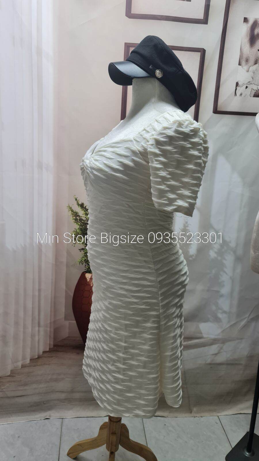 (60-90KG) MINSTORE Bigsize Đầm xoắn ngực D937