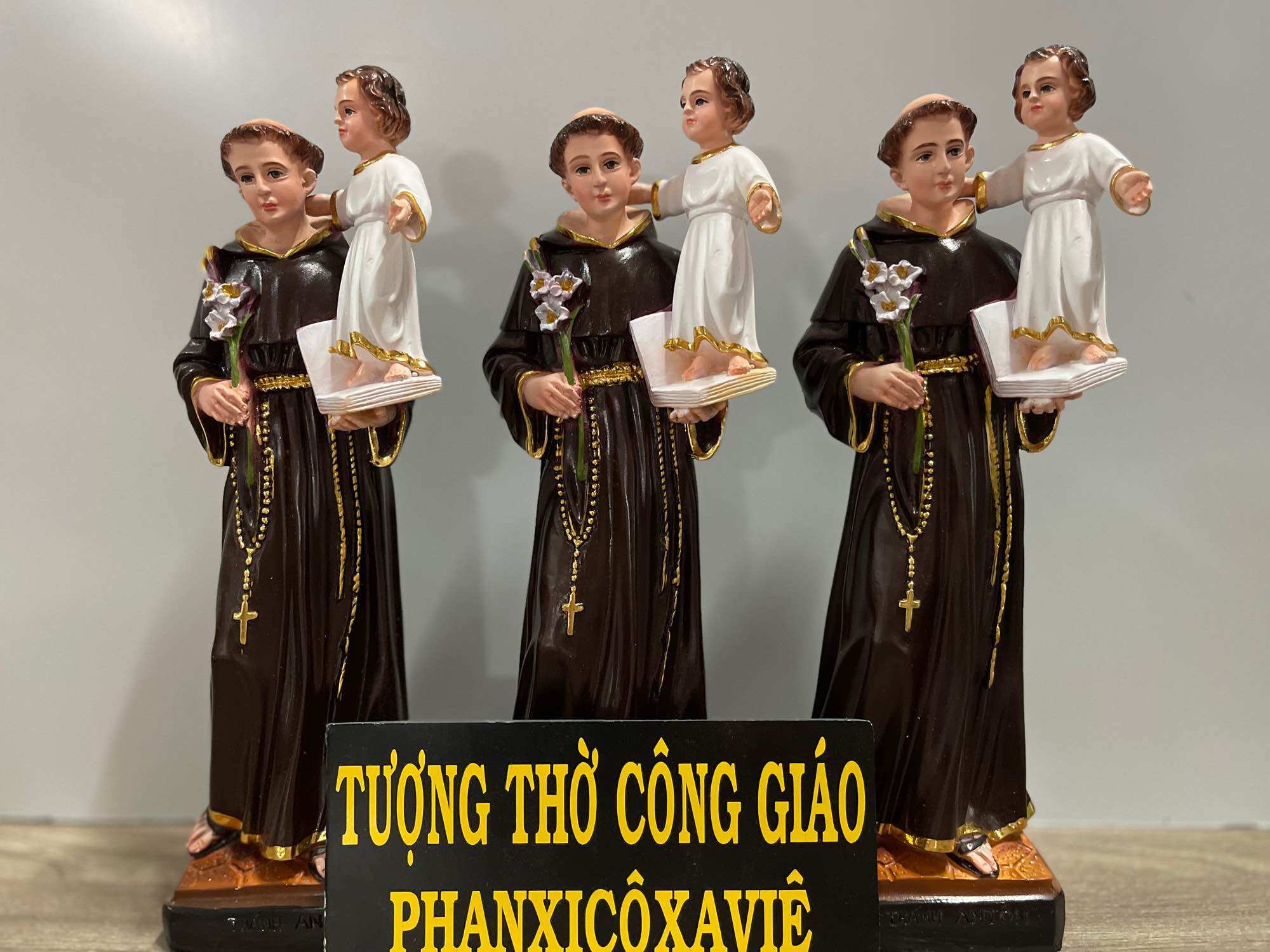 Tượng Thánh Anton 30cm Thiếp Vàng- Tượng Thờ Công Giáo Phanxico Xavie.