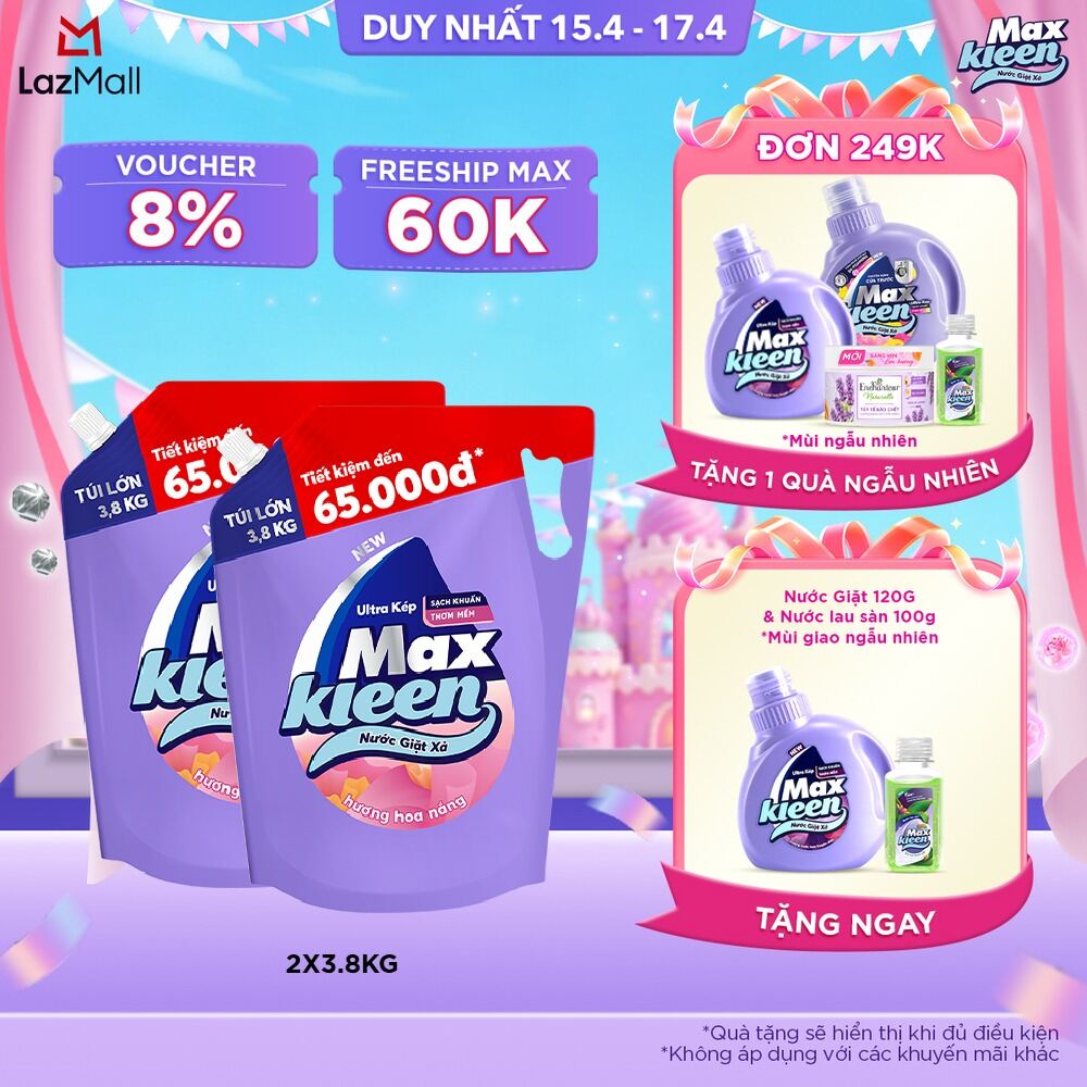Combo 2 túi nước giặt Huyền Diệu/ Hoa Nắng/ Vườn Sớm Mai / Thiên Nhiên 3.6kg/3.8kg