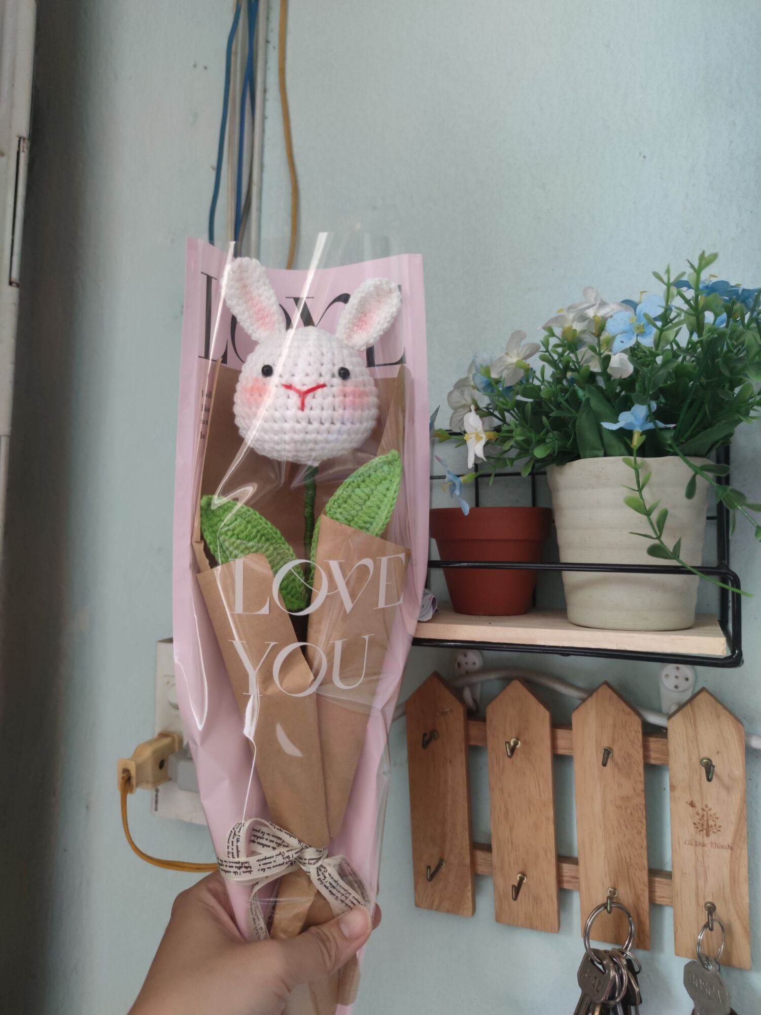 Hoa Len bé heo/hoa thỏ và phụ kiện (Ảnh Thật)