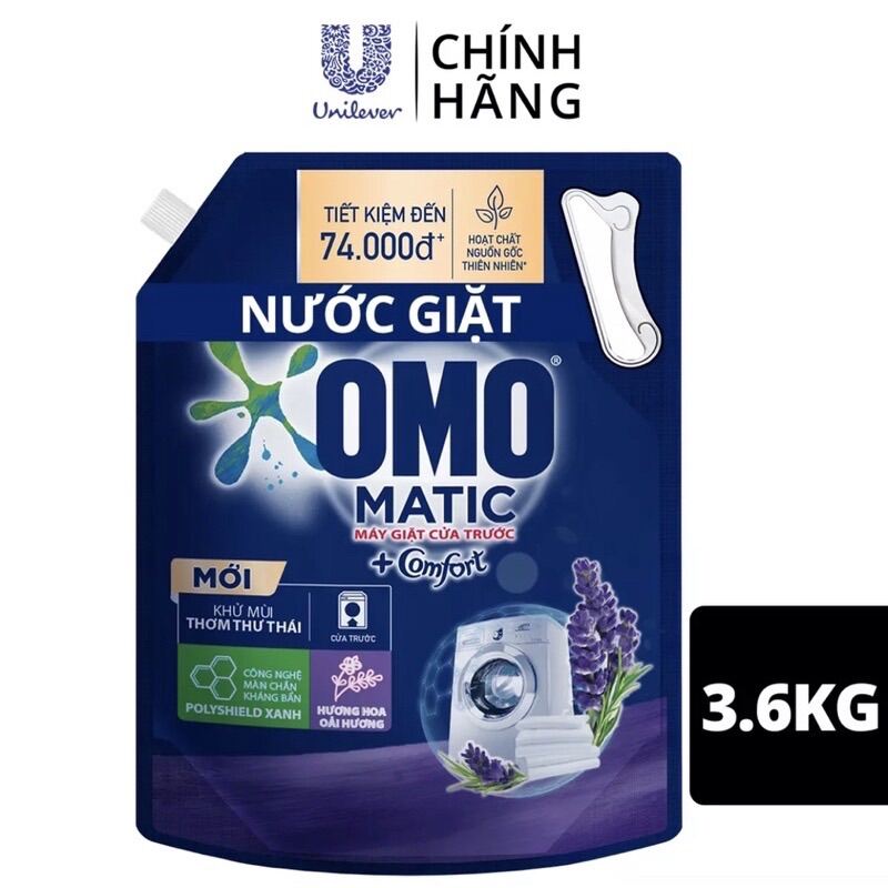 ⭐ Nước Giặt Omo Matic⭐ Dùng Cho Máy Giặt Cửa Trước Khử Mùi Thư Thái 3.7Kg