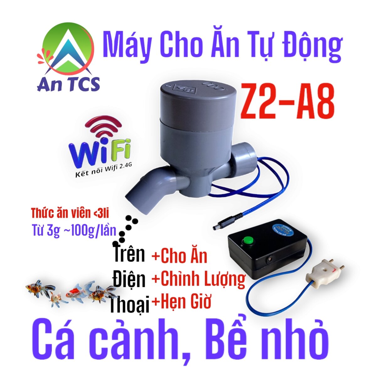 Máy cho cá ăn tự động wifi z2-a8 an tcs