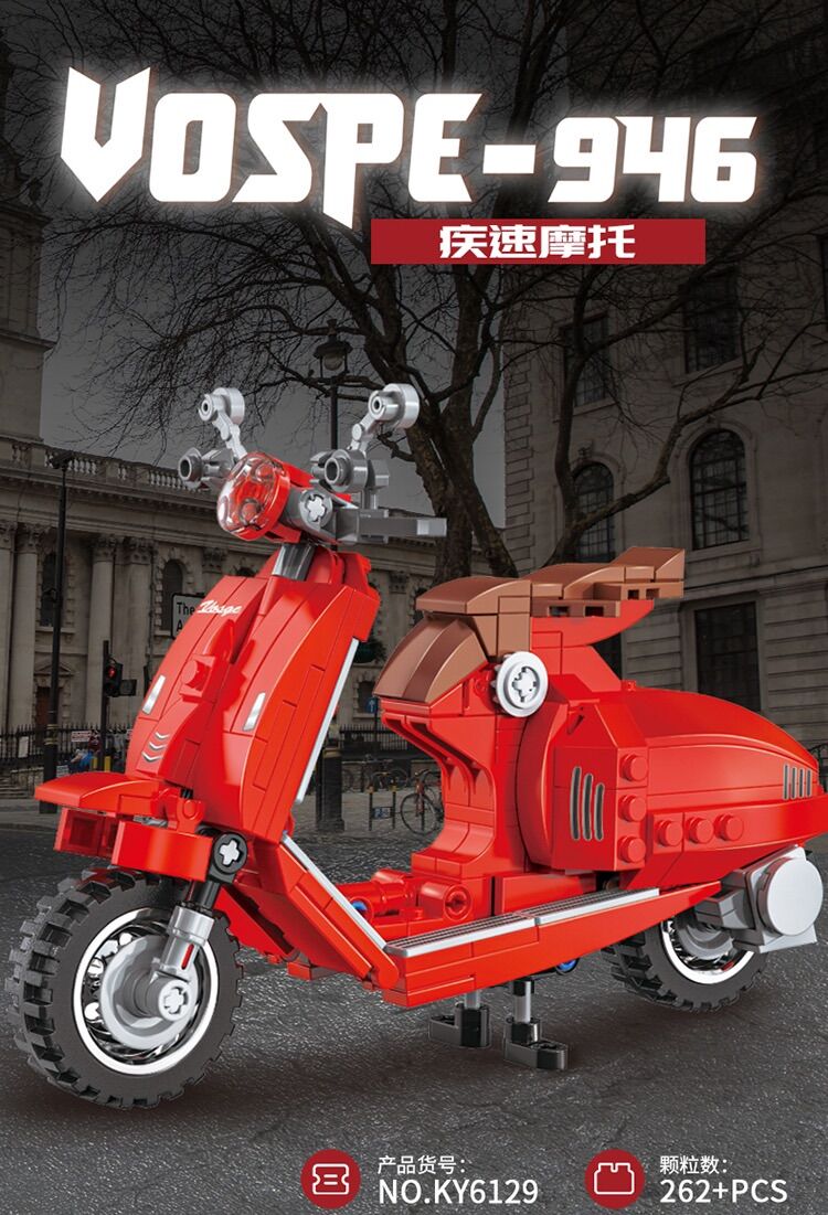 Lắp ráp xếp hình lego kazi ky 6129 - mô hình xe máy vespa-946 màu đỏ