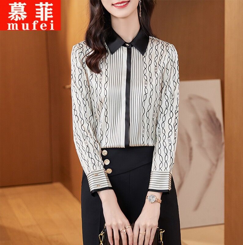 Áo sơ mi lụa mịn hoạ tiết độc lạ