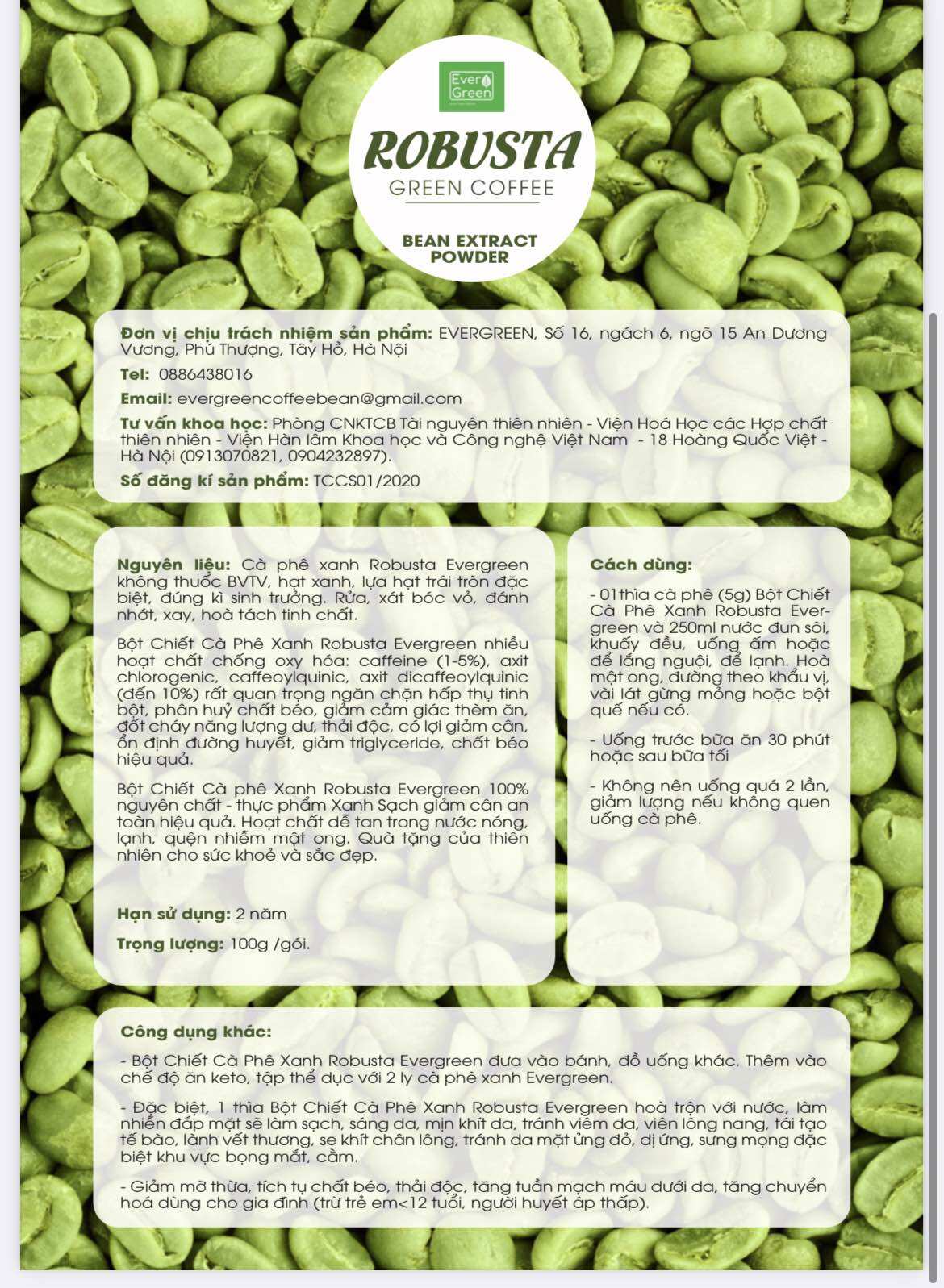 Cao chiết cà phê xanh Green coffee bean extract powder