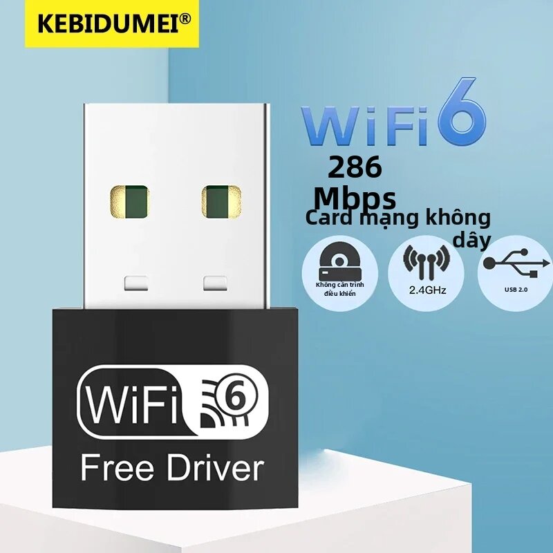 kebidumei | KEBIDUMEI Mini USB WIFI 6 Dongle 2.4GHz Card Mạng Wi-Fi LAN Adapter 300M 150M Bộ Thu Không Cần Trình Điều Khiển Cho Máy Tính Laptop Windows 7/10/11 Giá 67,200 Đồng*Miễn phí vận chuyển