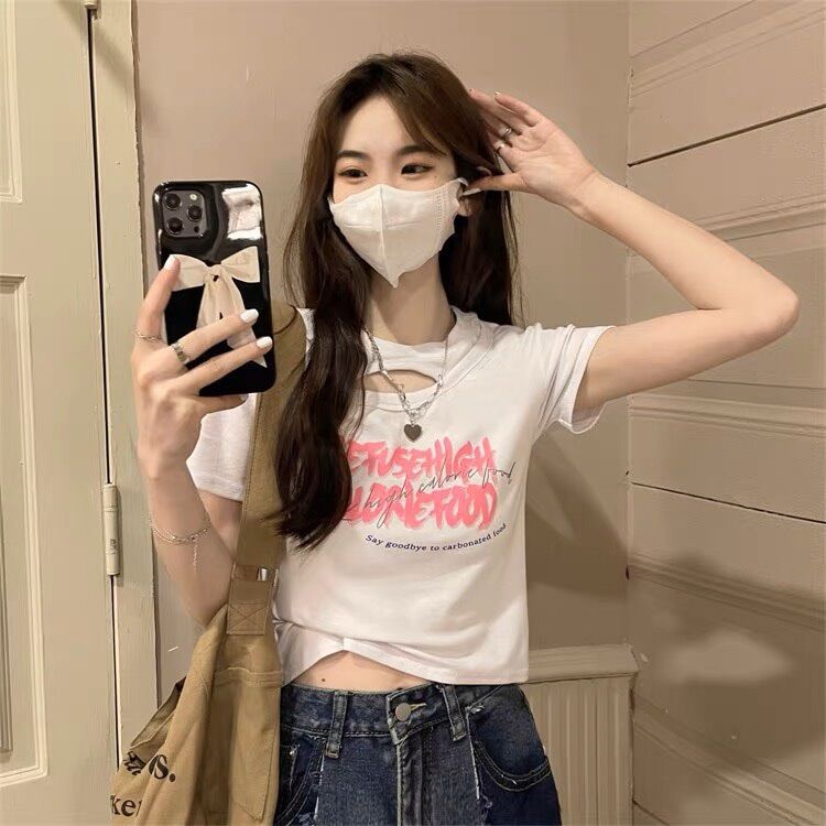 Áo croptop tay ngắn babytee rách BG