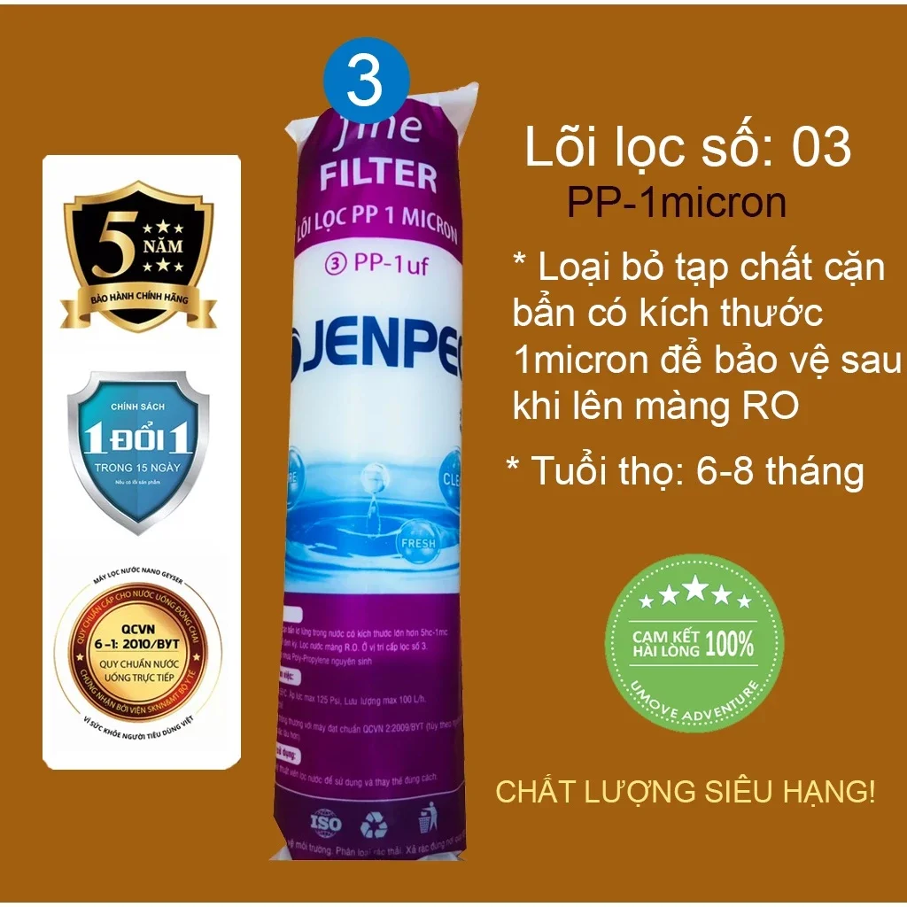 Lõi lọc nước jenpec 1,2,3 chính hãng
