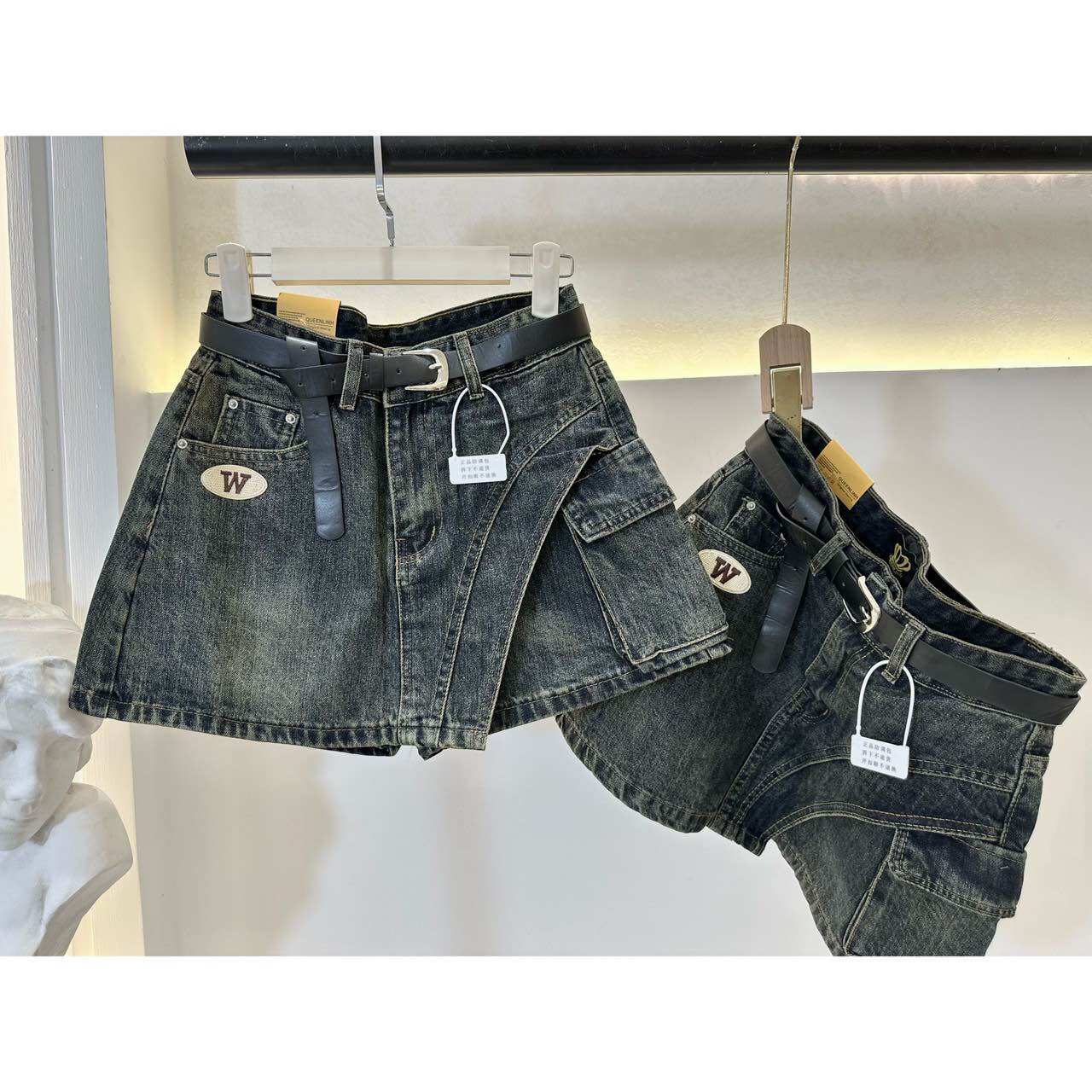 CHÂN VÁY JEAN TÚI KIỂU - HÀNG VNXK