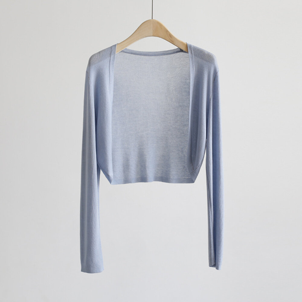 Áo Len Cardigan Ngắn Bằng Lụa Băng Mỏng Mùa Hè Cho Nữ Áo Khoác Ngoài Mỏng Áo Khoác Ngoài Bằng Vải Lụ