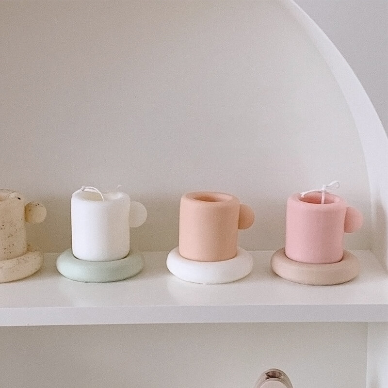 Cốc mug hàn quốc ins đệm lót cốc thạch cao hương thơm cốc nến khuôn silicon đồ trang trí chân nến diy nhựa epoxy thủ công