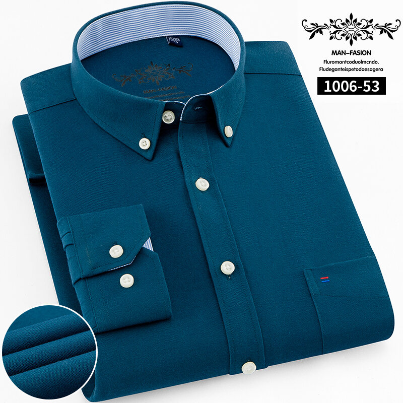 Áo Sơ Mi Nam Tay Dài Màu Trơn Oxford Công Sở Mùa Xuân Mới Quần Áo Công Sở Thường Ngày Cho Bố Áo Sơ Mi Cotton Polyester