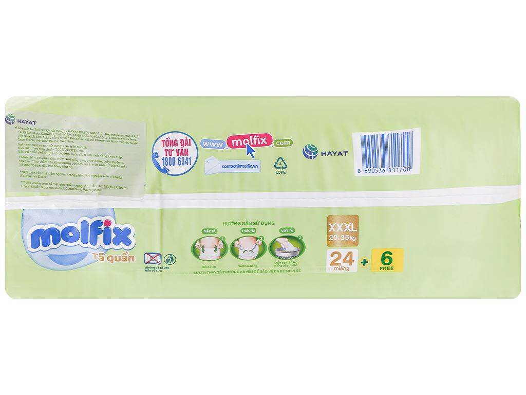 Tã quần Molfix XXXL 24 (20-35kg).