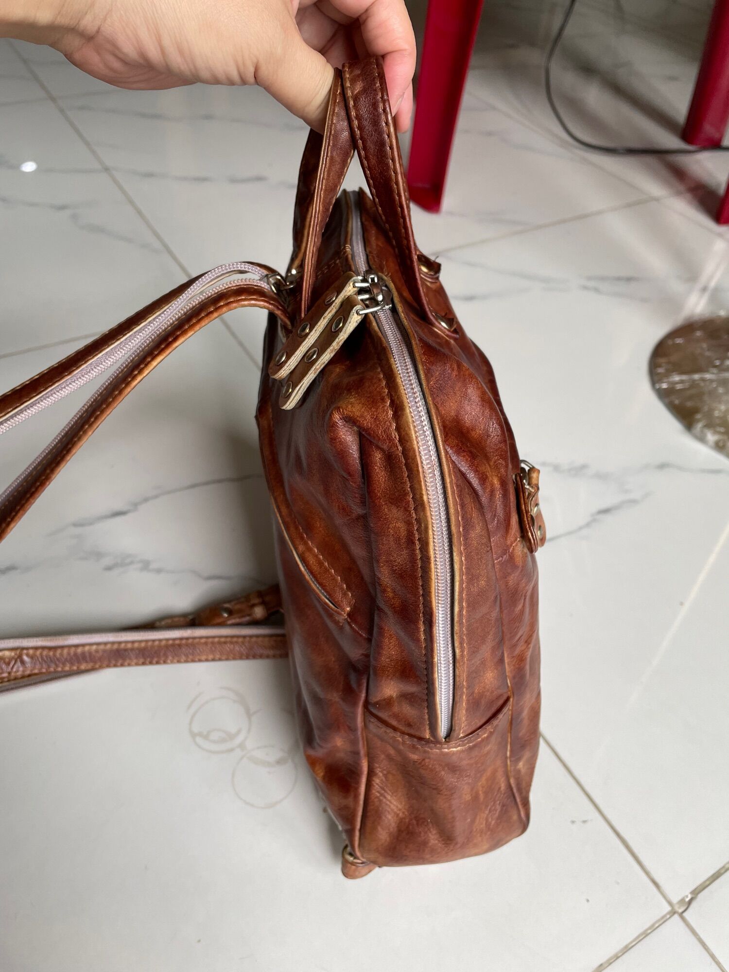 Balo si tuyển da thật 2in1