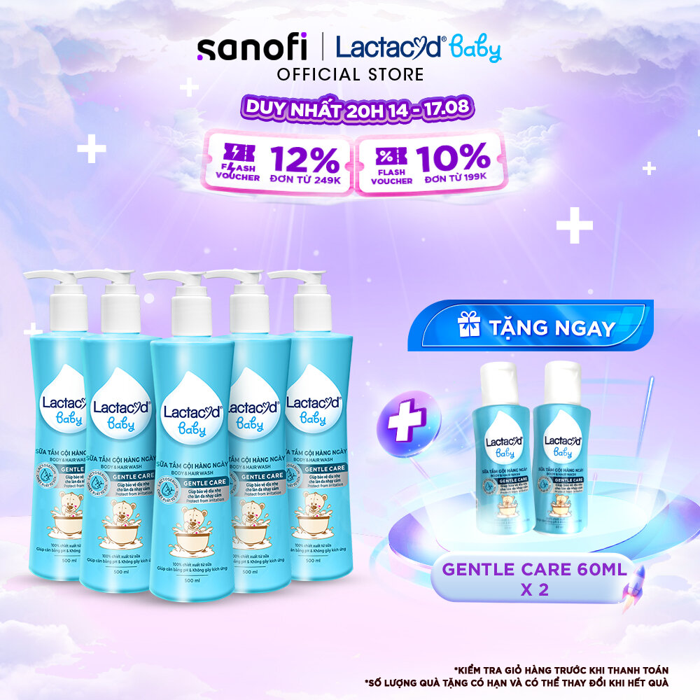 Bộ 5 sữa tắm gội trẻ em lactacyd baby gentle care bảo vệ dịu nhẹ cho làn da nhạy cảm 500ml
