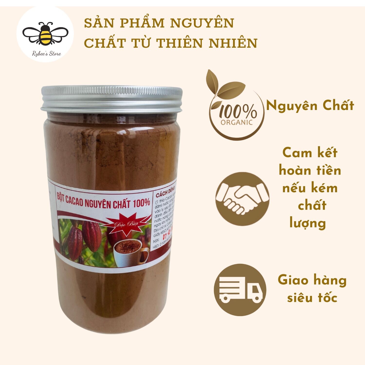 Bột cacao nguyên chất Daklak 500g